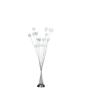 Simplie Fun 61.5" In 16-Light Acrylic Globe Aluminun Led Chrysanthe Silver Chrome Metal Floor Lamp