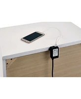 High Gloss White Nightstand with Usb Charger