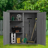 56"L X 19.5"W X 64"H Outdoor Storage Shed With Lockable Door