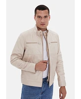 Furniq Uk Men's Biker Jacket, Beige