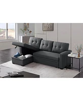 Simplie Fun Upholstered Pull Out Sectional Sofa With Chaise