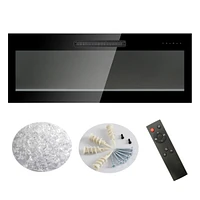 60" Wall-Mounted Electric Fireplace with Remote, Led Light Heater