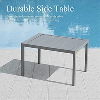 Outdoor Grey Lounge Set: 2 Chairs + Table