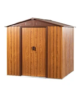 Streamdale Furniture 6x6 Metal Storage Shed with Wood Grain Horizontal Siding