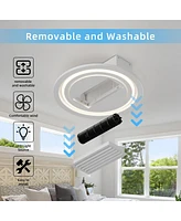 2 2" Modern Leafless Ceiling Fan With Remote Control Removable And Washable, Reversible Motor 0002