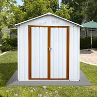 Outdoor Storage Sheds 4FTx6FT Apex Roof White+Yellow