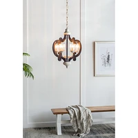 Streamdale Furniture Farmhouse Pendant Light, Wood Chandelier - 6 Lights