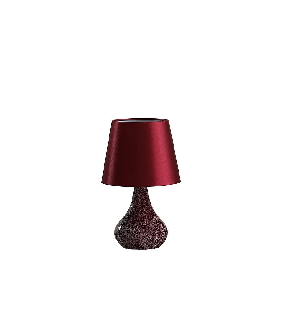 Simplie Fun 11" In Mosaic Red/Pink Glass Pattern Mini Polyresin Table Lamp