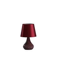 Streamdale Furniture 11" In Mosaic Red/Pink Glass Pattern Mini Polyresin Table Lamp