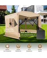 Costway 1.5 X 11.5 Ft 6-Sided Pop-up Screen House Tent With 2 Wind Panels for Camping