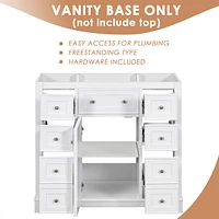 36" Green Bathroom Vanity Cabinet with 1 Door, 6 Drawers, and Shelf