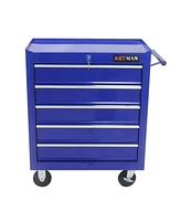 Simplie Fun 5 Drawers Multifunctional Tool Cart With Wheels-Blue