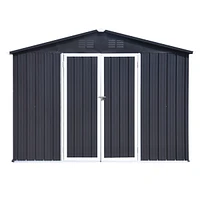 Streamdale Furniture Metal Garden Sheds 10FTx8FT Outdoor Storage Sheds Darkgrey