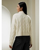 Cable Knit Cashmere Turtleneck Sweater for Women