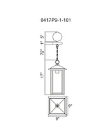 Cwi Lighting 17" Metal Crawford 1 Light Outdoor Hanging Light