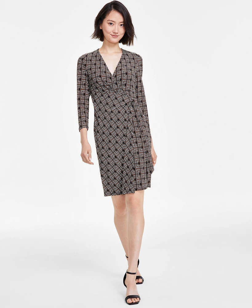 Anne Klein Women's V-Neck Side-Tie Faux-Wrap Dress