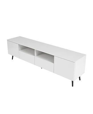 Streamdale Furniture Modern White Tv Stand, 16 Colors Led Tv Stand with Remote Control Lights