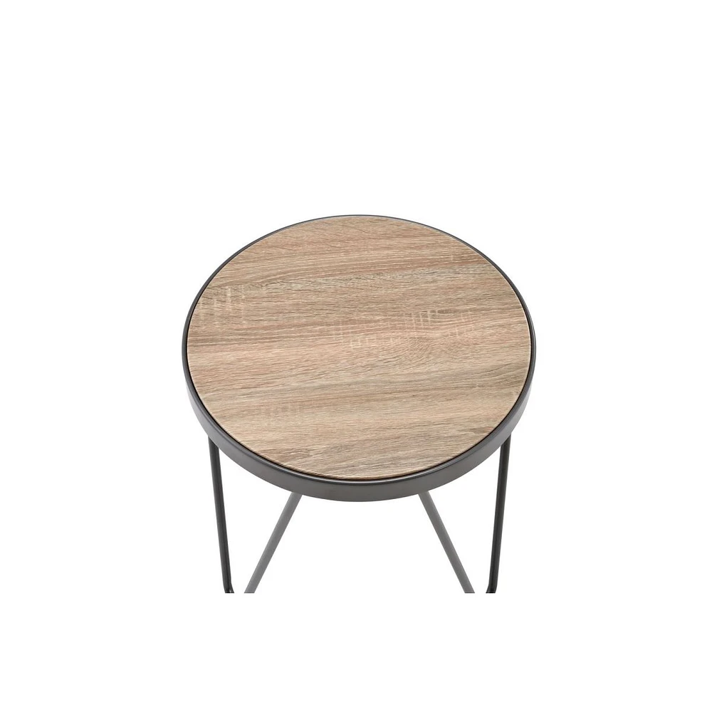 Simplie Fun Bage End Table In Weathered Oak & Metal