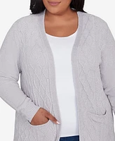 Alfred Dunner Plus Classic Chenille Cardigan With Pockets