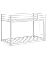 Slickblue Sturdy Metal Bunk Bed Frame Twin Over Twin with Safety Guard Rails and Side Ladder