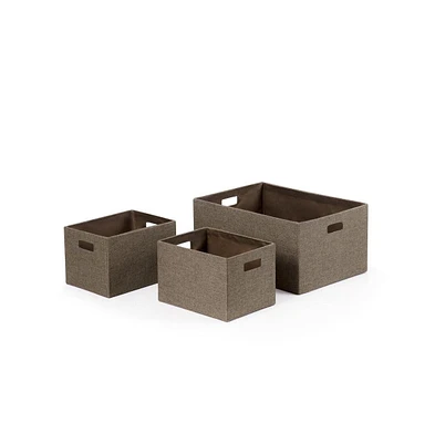 Home Outfitters S/3 Faux Linen Covered Cardboard Rect Storage Bins