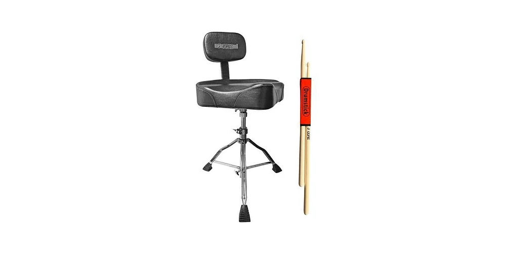 5 Core Drum Throne with Backrest • Height Adjustable Comfortable Guitar Stool Motorcycle Style Seat - Ds Ch Blk Rest