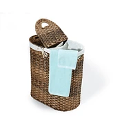 Seville Classics Handwoven Oval Double Laundry Hamper