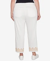 Ruby Rd. Plus Denim Embroidered Ankle Pants