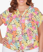 Ruby Rd. Plus Size Party Tie Front Top