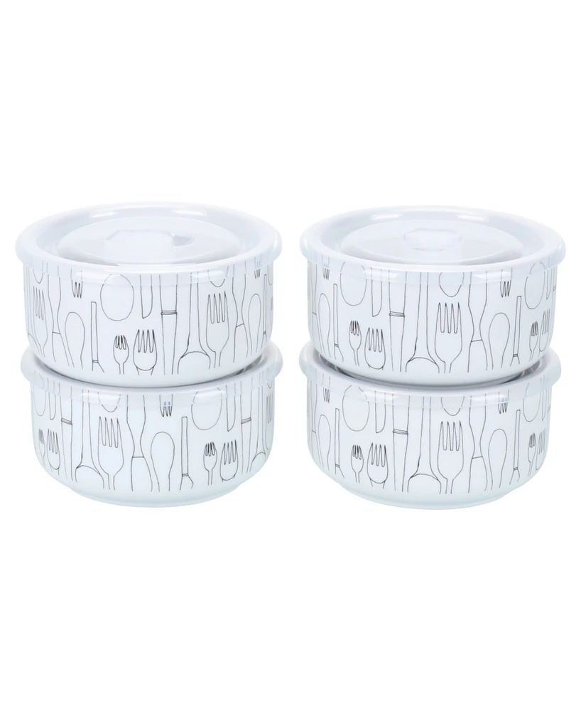 Bia Cordon Bleu Porcelain 30 oz. Cutlery Storage Jars with Lids, Set of 4