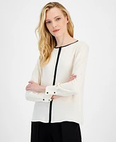 Anne Klein Women's Scoop-Neck Long-Sleeve Blouse