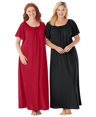 Only Necessities Plus 2-Pack Long Silky Gown