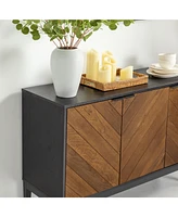 Hulala Home Baez Modern Storage Cabinet with Herringbone Patterns