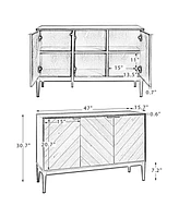 Baez Modern Storage Cabinet with Herringbone Patterns
