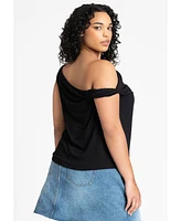 Eloquii Plus Asym Twist Sleeve Top