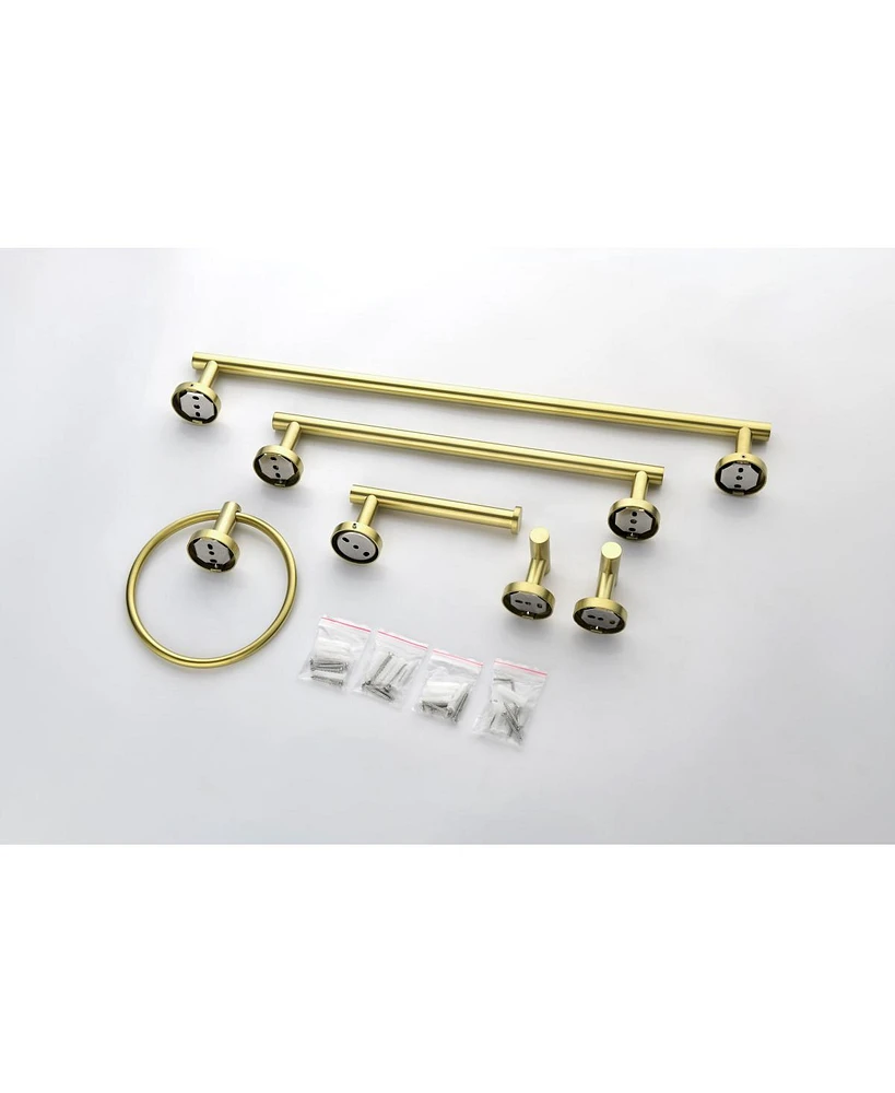 Simplie Fun 6-Piece Brushed Gold Bathroom Hardware Set