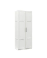 Streamdale Furniture High Wardrobe And Kitchen Cabinet With 2 Doors And 3 Partitions To Separate 4 Storage Spaces, White