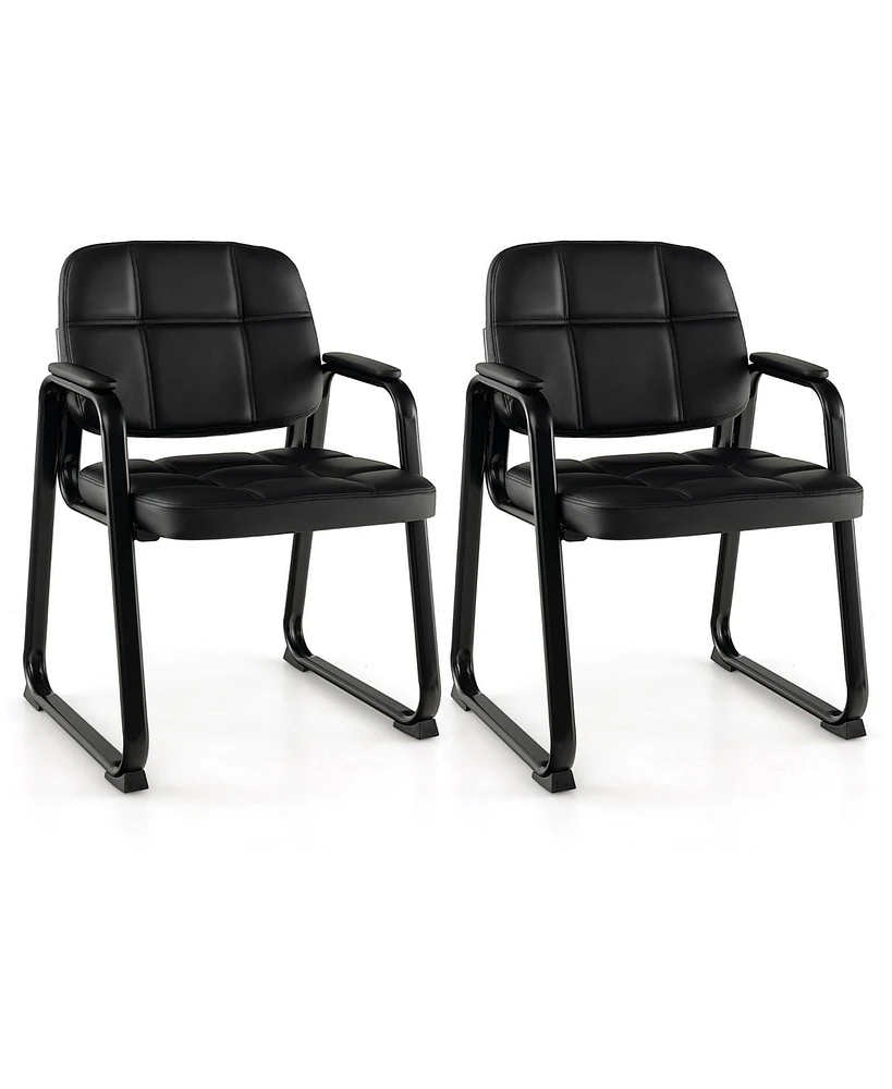 Costway Waiting Room Chair Set of 2 Upholstered Guest Conference Chair with Armrest