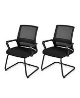 Costway 2 Pcs Office Guest Chair with Lumbar Support, Breathable Mesh Back without Wheels