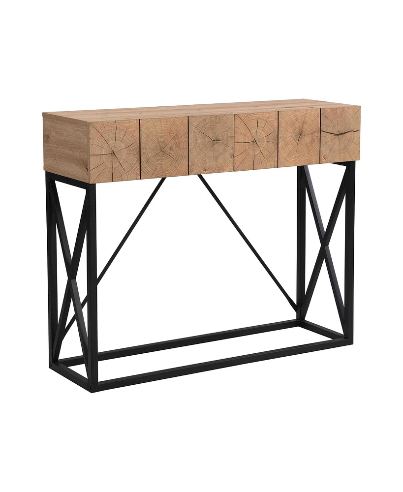 43.3" Luxury Wood Sofa Table with Drawers, Industrial Style for Living Room