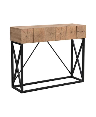 43.3" Luxury Wood Sofa Table with Drawers, Industrial Style for Living Room