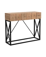 43.3" Luxury Wood Sofa Table with Drawers, Industrial Style for Living Room