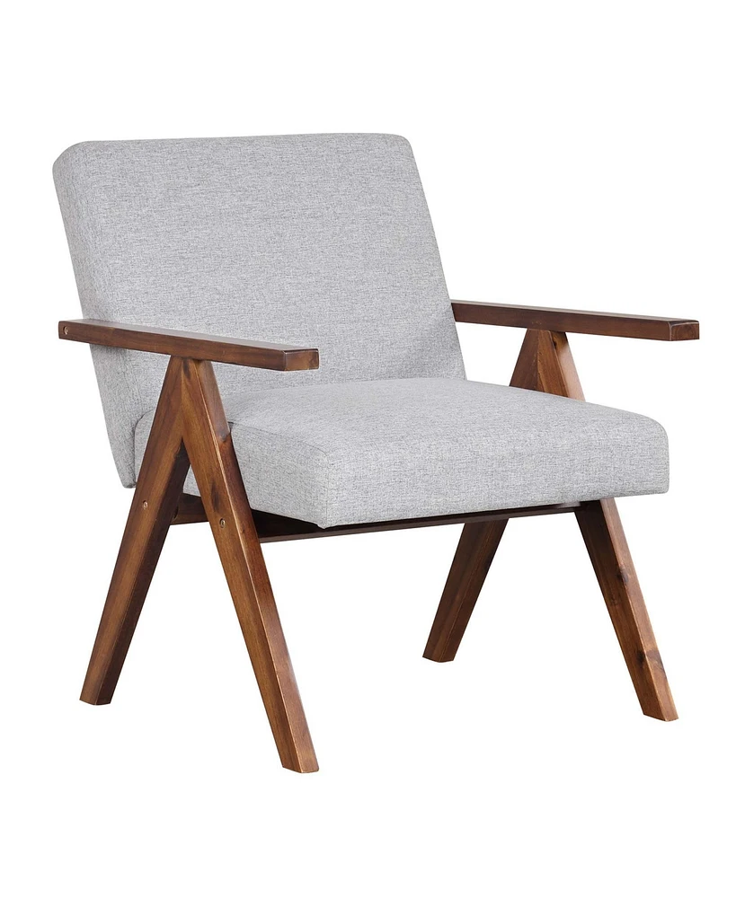 Costway Pcs Modern Accent Chair Linen Fabric Armchair with Solid Acacia Wood Frame