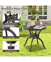 Costway 31.5" Cast Aluminum Table Patio Round Dining Table with 2" Umbrella Hole