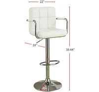 Set of 2 White Faux Leather Barstool Chairs