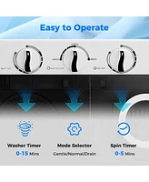 Portable Washing Machine 17.6 lbs Twin Tub Laundry Washer with Drain Pump