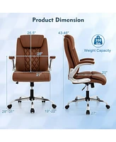 Costway Pu Leather Office Chair Height Adjustable Executive with Headrest