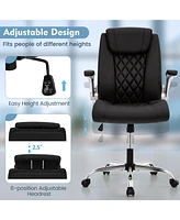 Costway Pu Leather Office Chair Height Adjustable Executive with Headrest