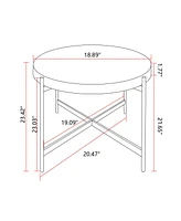 Streamdale Furniture Modern Thread Design Round Coffee Table, Mdf Table Top With Cross Legs Metal Base(Set Of 2 Pcs)