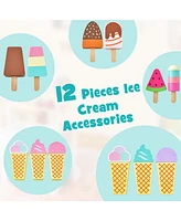Costway Kid's Ice Cream Cart Food Trunk Play Toy Set with Display Rack & Accessories